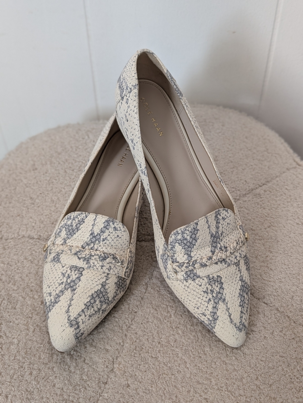 COLE HAAN Snakeskin Leather Loafers 7.5